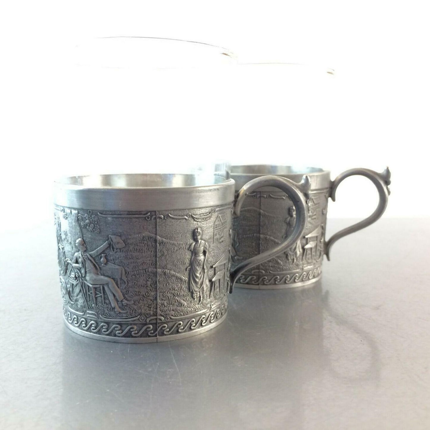 Friesling ZINN ORNAMENTE 2 er Teegläser Teetassen 9,5 cm Tassen  SCHOTT