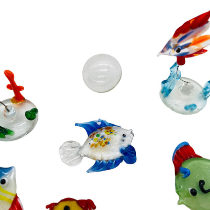 Fische mit Blasen Dekoration Glas Vintage ca 13 cm 60er 70er Tierfigur