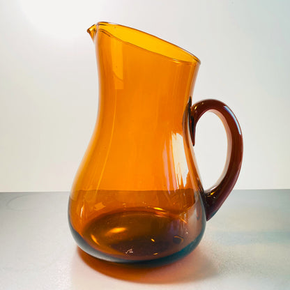 Kanne Karaffe 50er 60er 21 cm Bernstein braun VINTAGE Glas Saftkrug