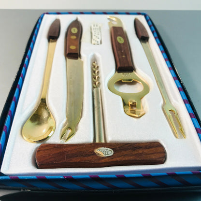 BARSET Öffner Barlöffel Messing 50er 60er HOLZ Teak Würfel MID CENTURY Japa