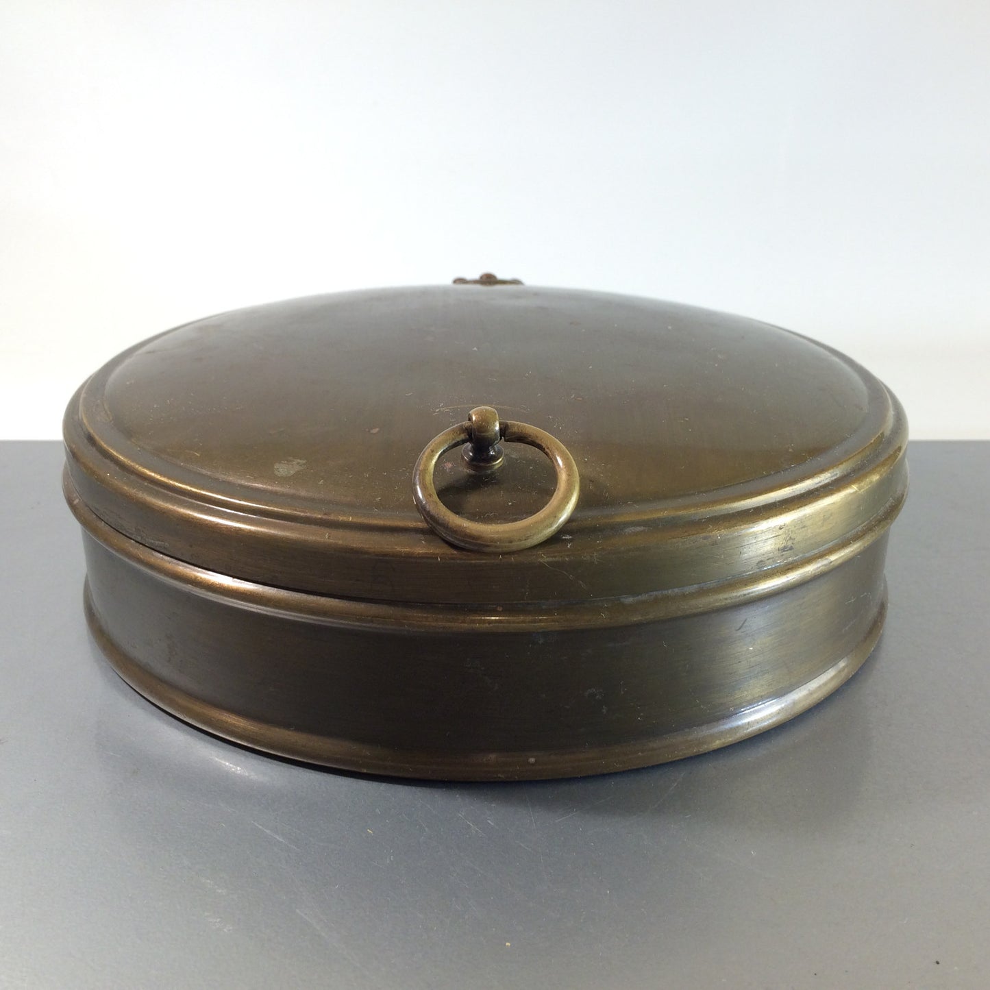 MID CENTURY Messing 50er 60er Dose Deckeldose 24 cm