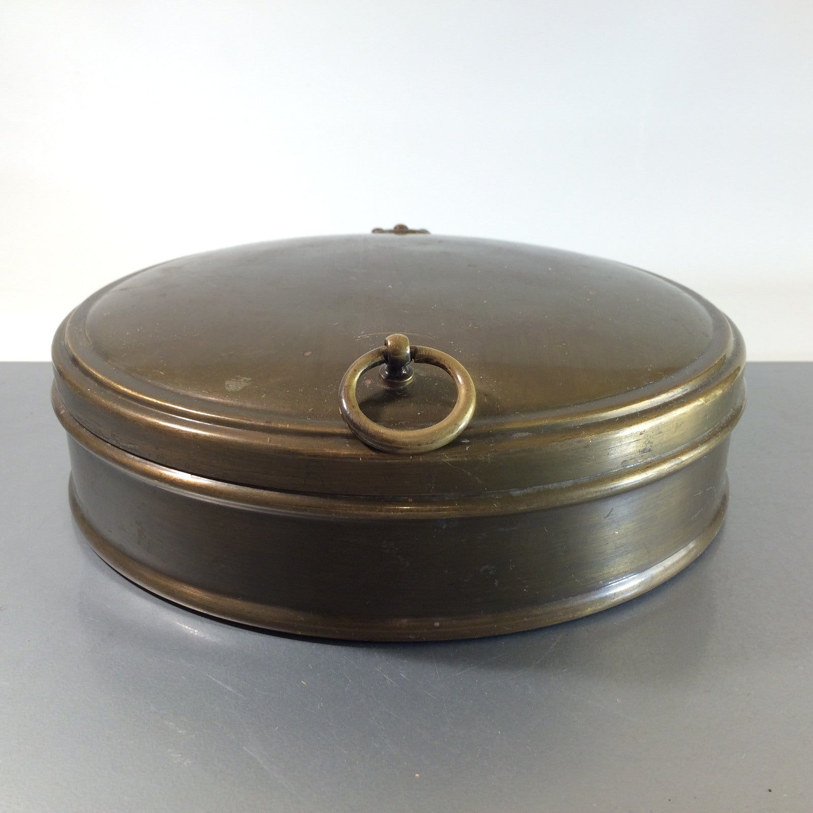 MID CENTURY Messing 50er 60er Dose Deckeldose 24 cm