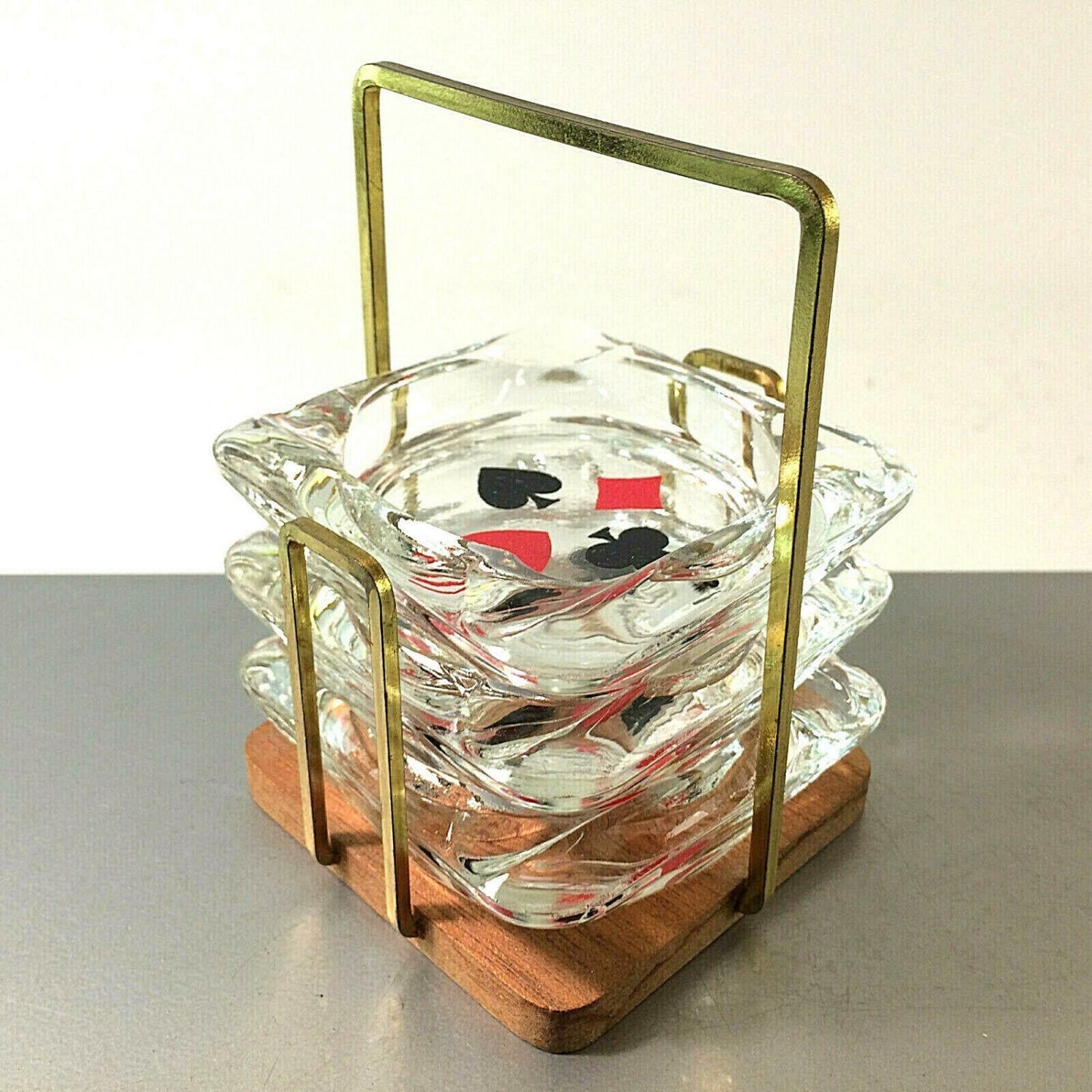 Ascher Aschenbecher Herz Karo Pik 50er Stapelascher stapelbar Messing