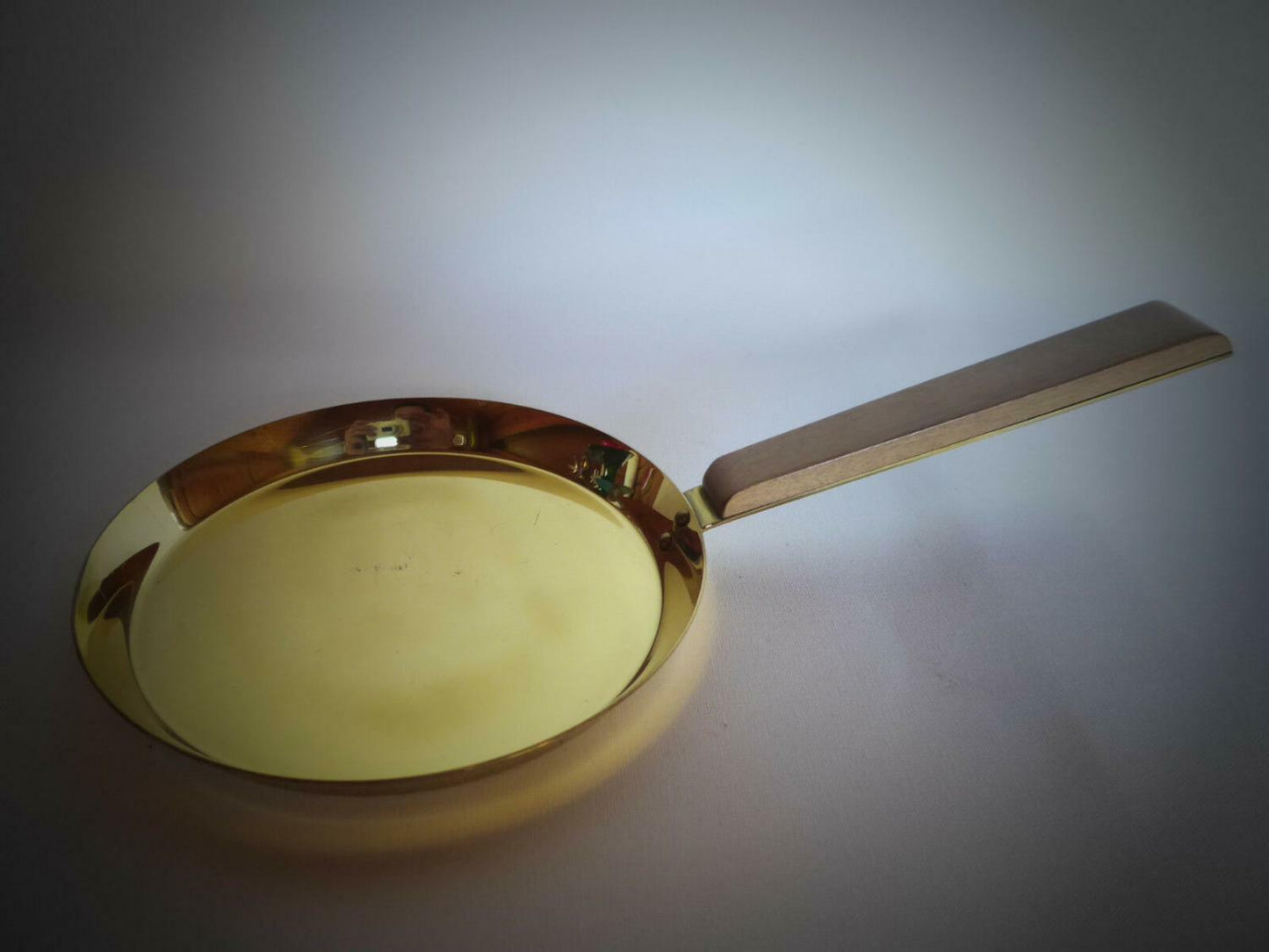 MID CENTURY Messing Pfanne Pfännchen mit HOLZ Griff 50er 60er GERMANY