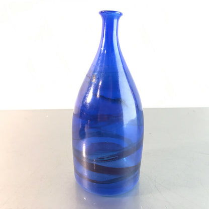 Vintage blau Vase 50er 60er 13 cm MID CENTURY feines dünnes Glas Dekoration