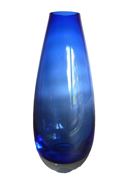 VASE Glas blau klar 50er 60er Jahre MID CENTURY 19 cm Dekoration