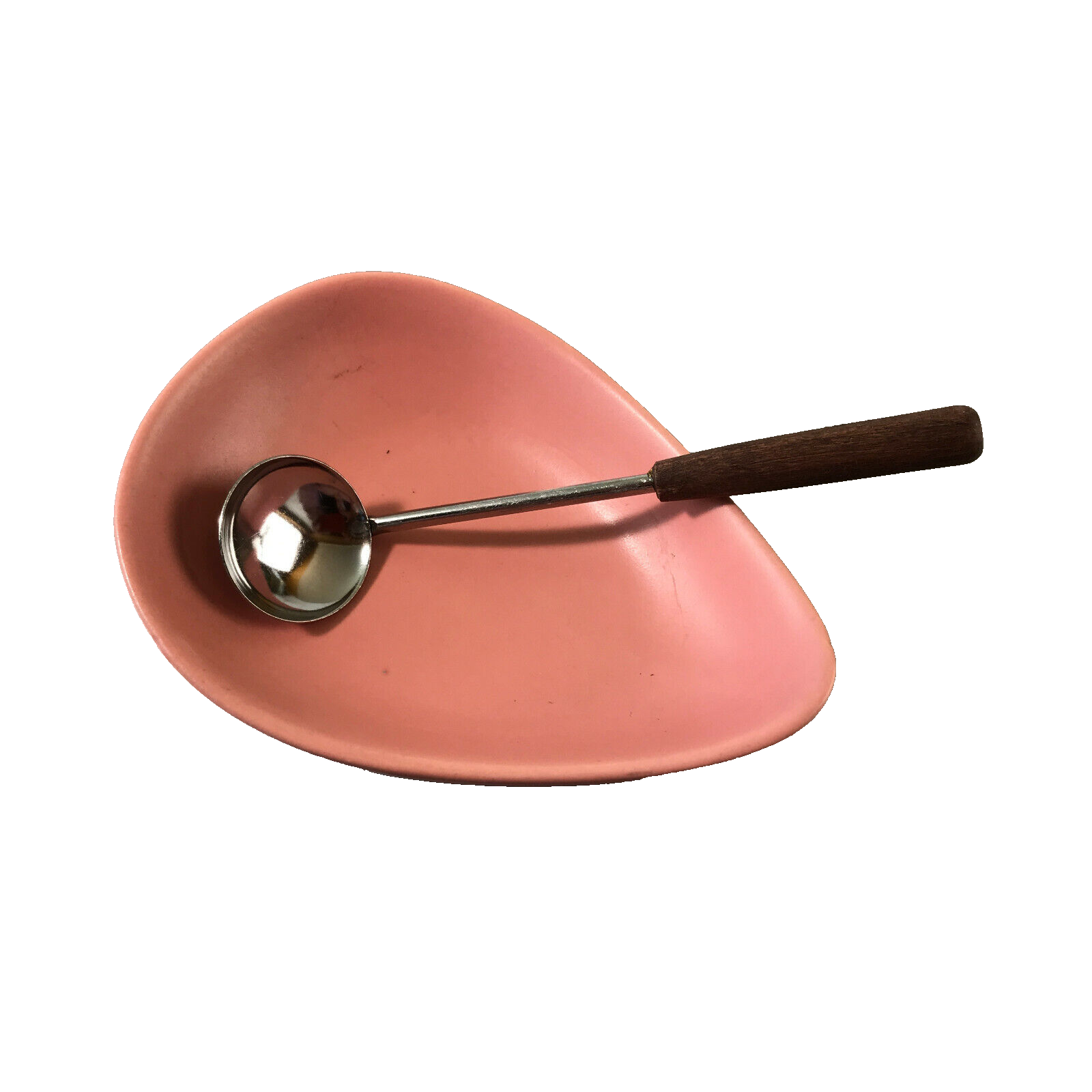 Schale Schüssel 12 cm Schälchen Vintage Glas 50er 60er rosa + Löffel