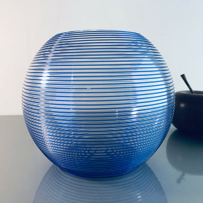 ZWIESEL Fadenglas 13 cm Vintage Vase 50er 60er MID CENTURY blau 40er