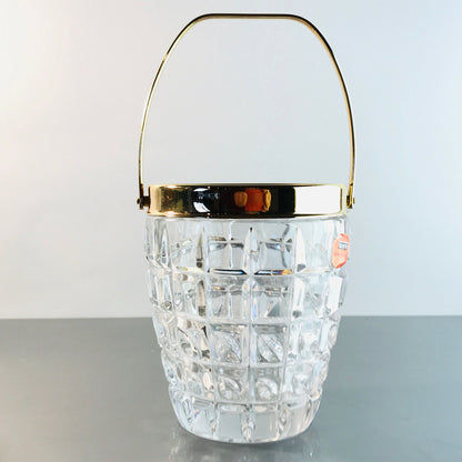 QUIST Eiswürfeleimer Glas 50er 60er 70er 11,5 cm Gold farben Messing
