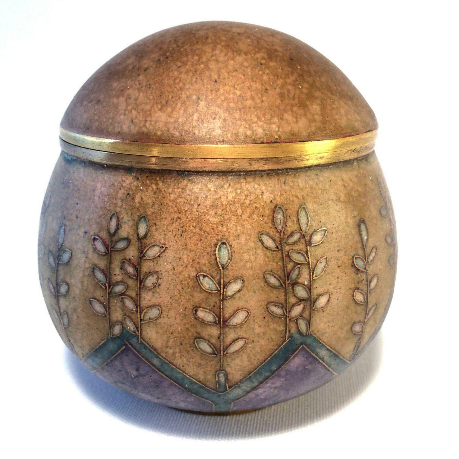 Käthe RUCKENBROD Deckeldose Dose Emaille 50er 60er Stegemaille Email 