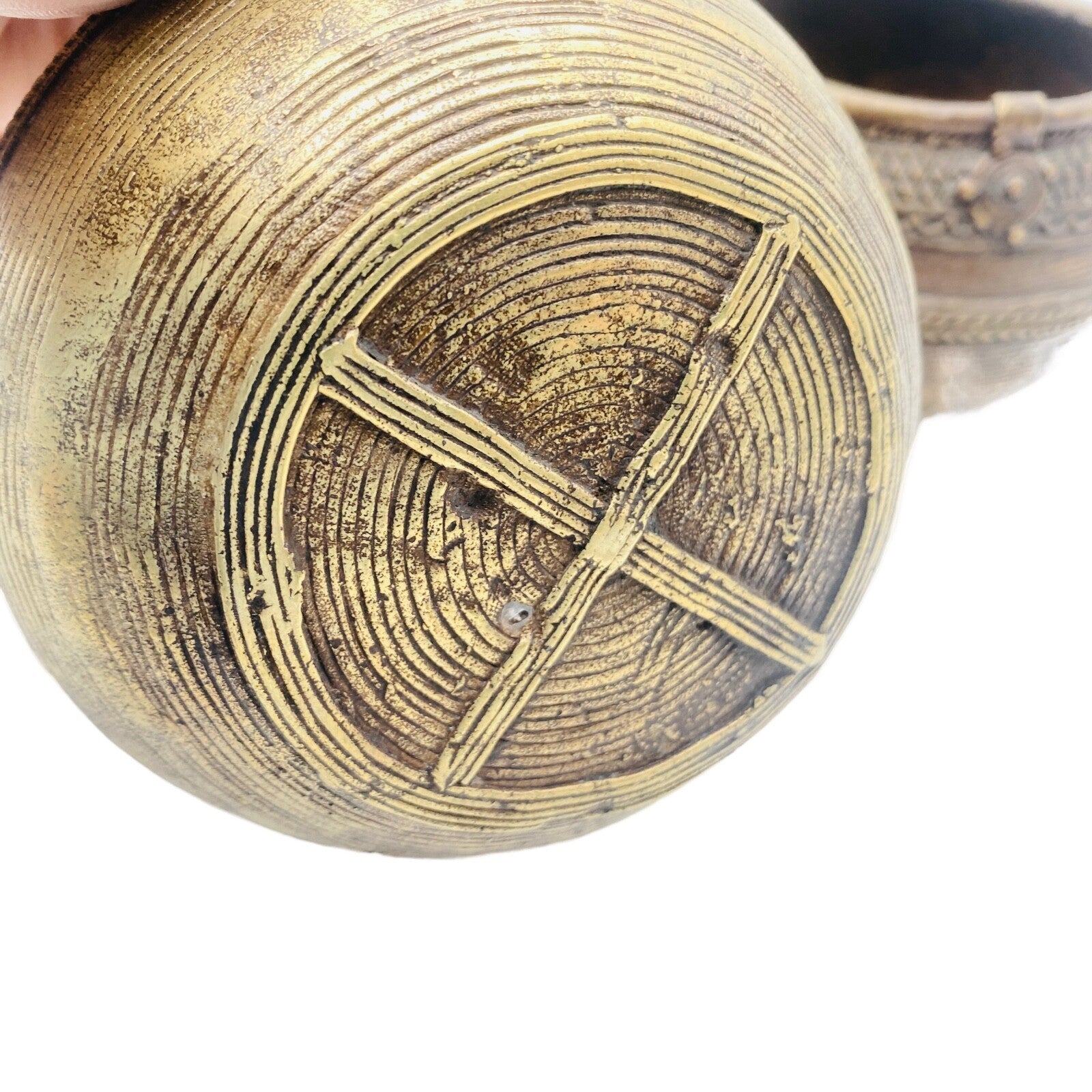 MESSING Schalen D ca 9,5 cm H 7,5 / 8,5 cm Metall Korb Optik Dekoration Vintage