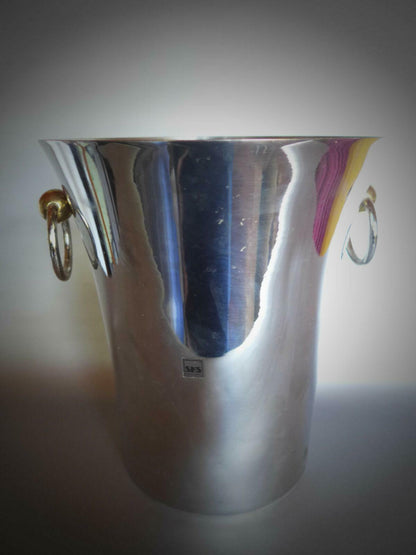 SKS DESIGN Sektkühler Sekteimer Edelstahl mit LABEL H 23 cm Cocktail 80er