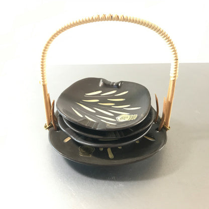 VINTAGE Stapelascher braun gelb 50er 60er ES Keramik MID CENTURY Schale