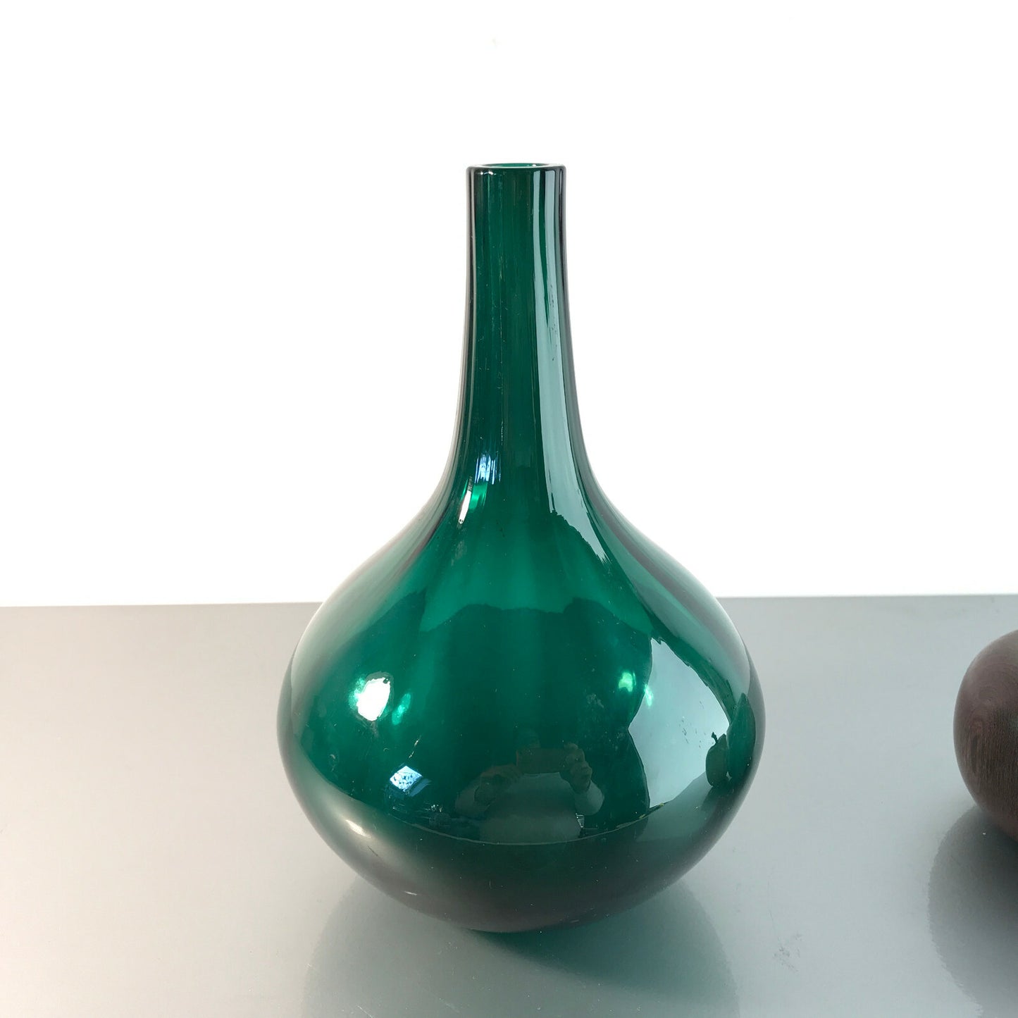 Vintage Vase 50er 60er 20 cm grün MID CENTURY Glas