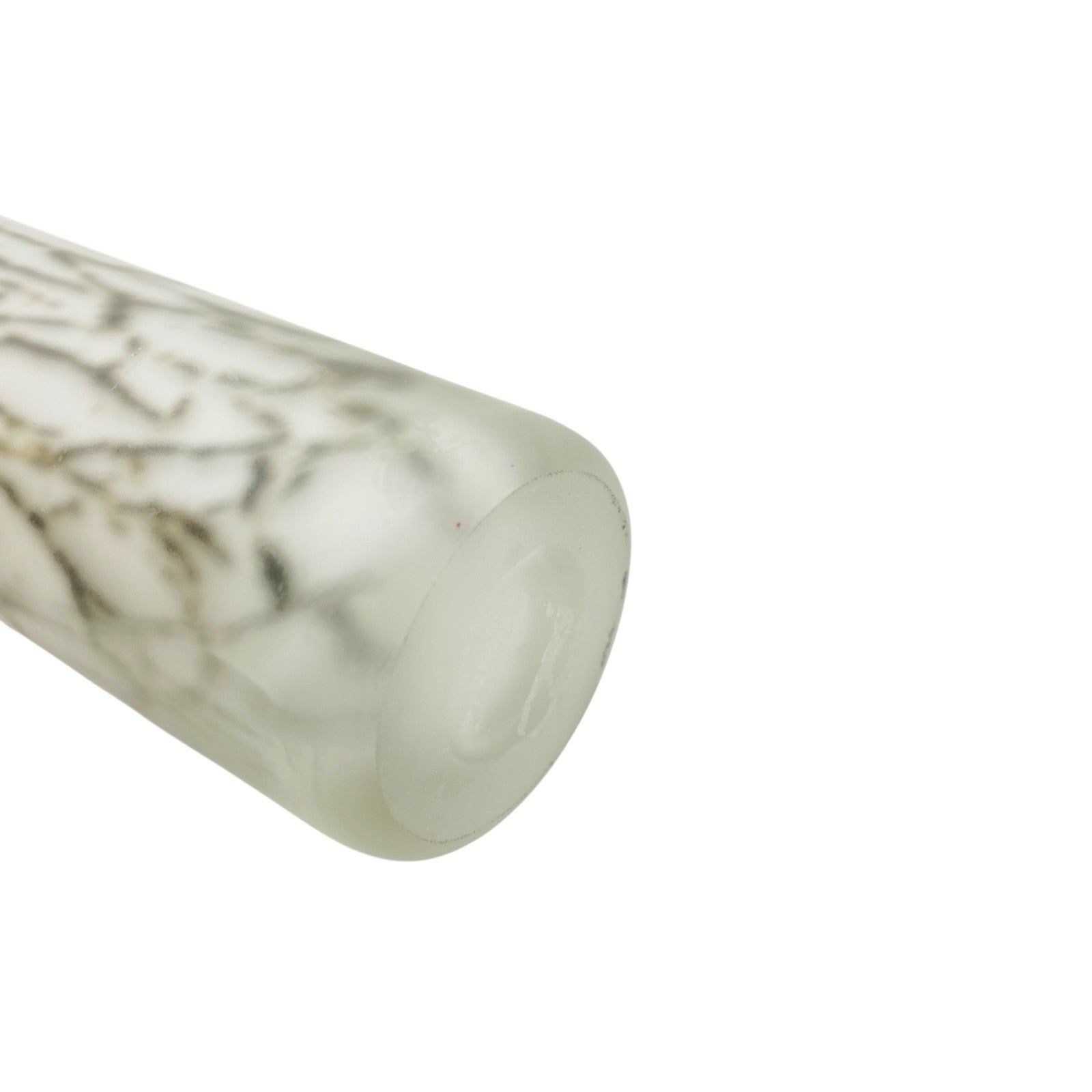 Satinierte Vase matt weiß grau 26 cm natürliches Dekor Vintage Glas