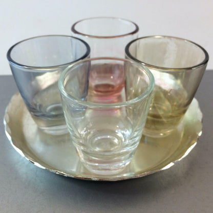 Schnapsgläser irisierend 50er 60er Tablett MID CENTURY Gläser Likörgläser