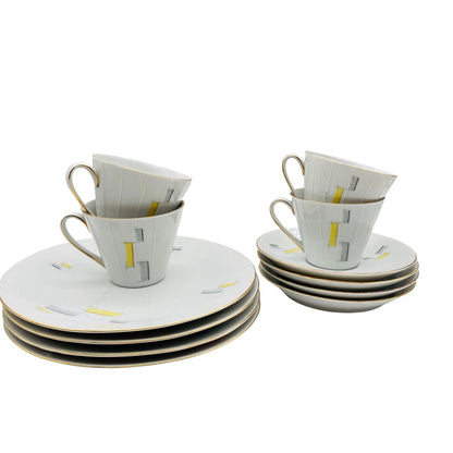 Zeh Scherzer Porzellan Schale Goldrand 50er 60er Set Teller Tassen  MID CENTURY