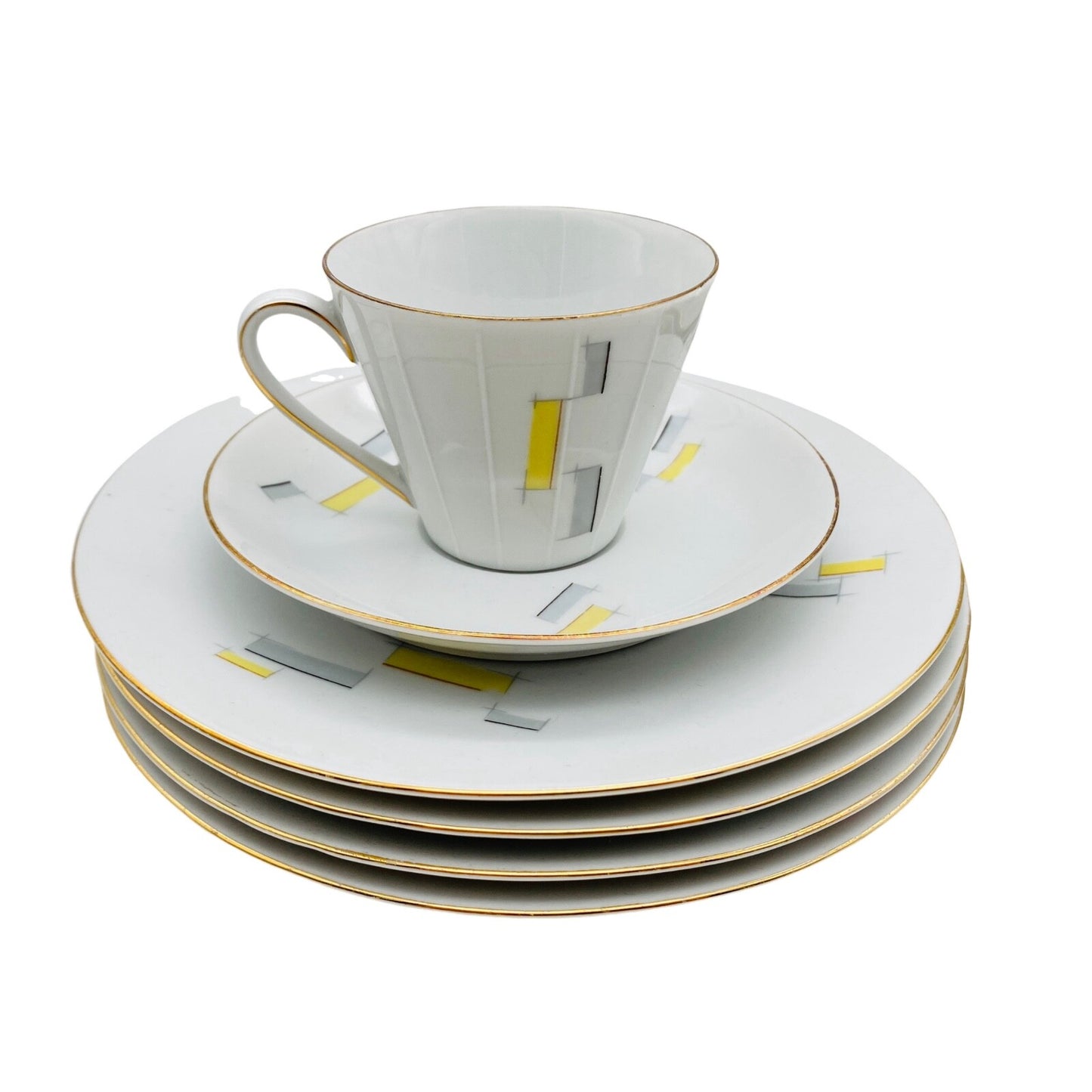 Zeh Scherzer Porzellan Schale Goldrand 50er 60er Set Teller Tassen  MID CENTURY