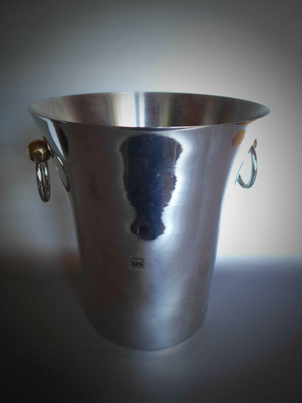 SKS DESIGN Sektkühler Sekteimer Edelstahl mit LABEL H 23 cm Cocktail 80er