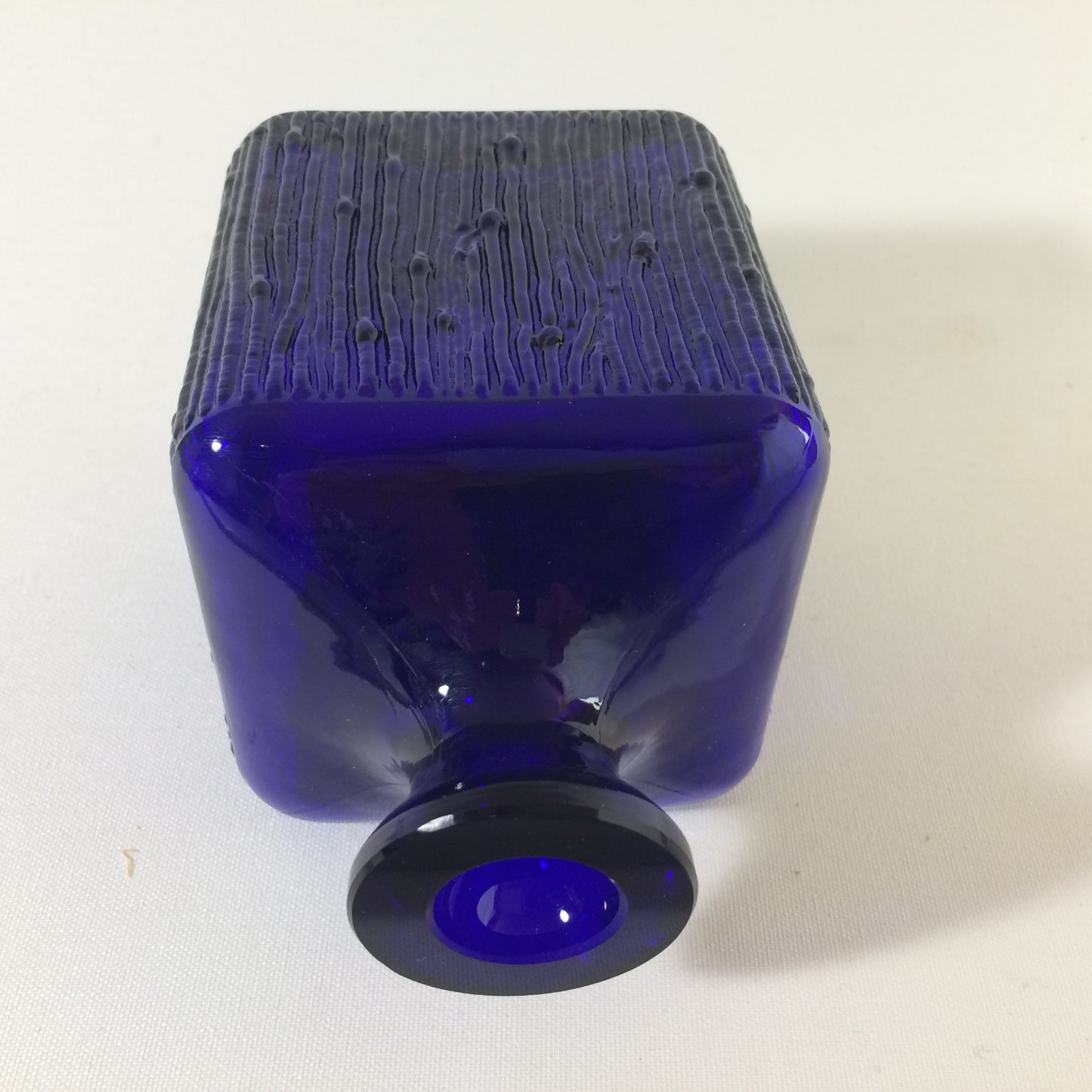 Vintage Vase blau 50er 60er 13 cm MID CENTURY eckig Dekoration