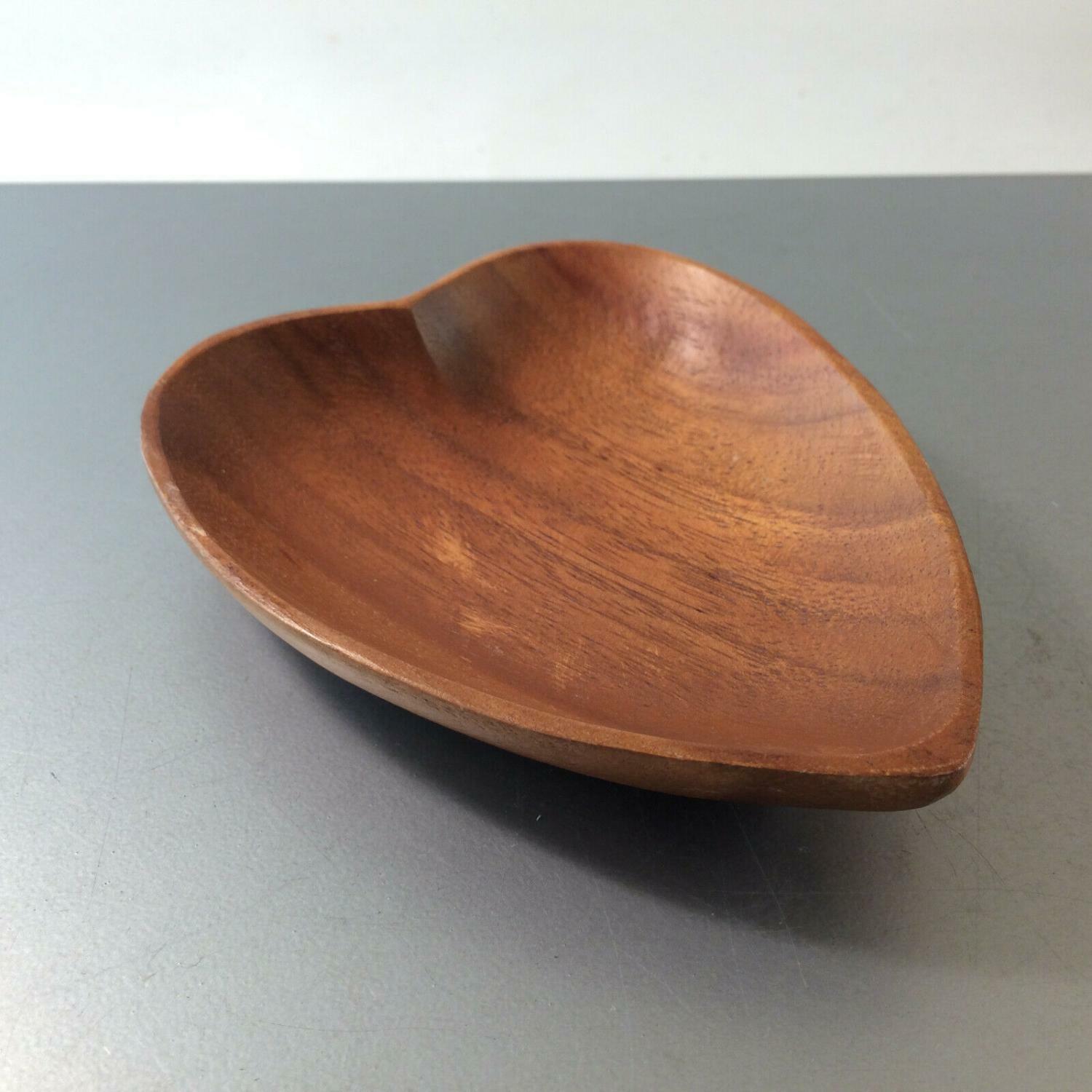 MID CENTURY Holzschale Schale Holz ca 15 cm HERZ 50er 60er 