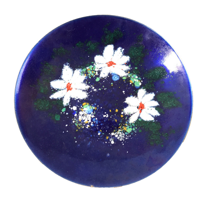 MID CENTURY Emaille Schale D 17,5 cm 50er Vintage Teller blau