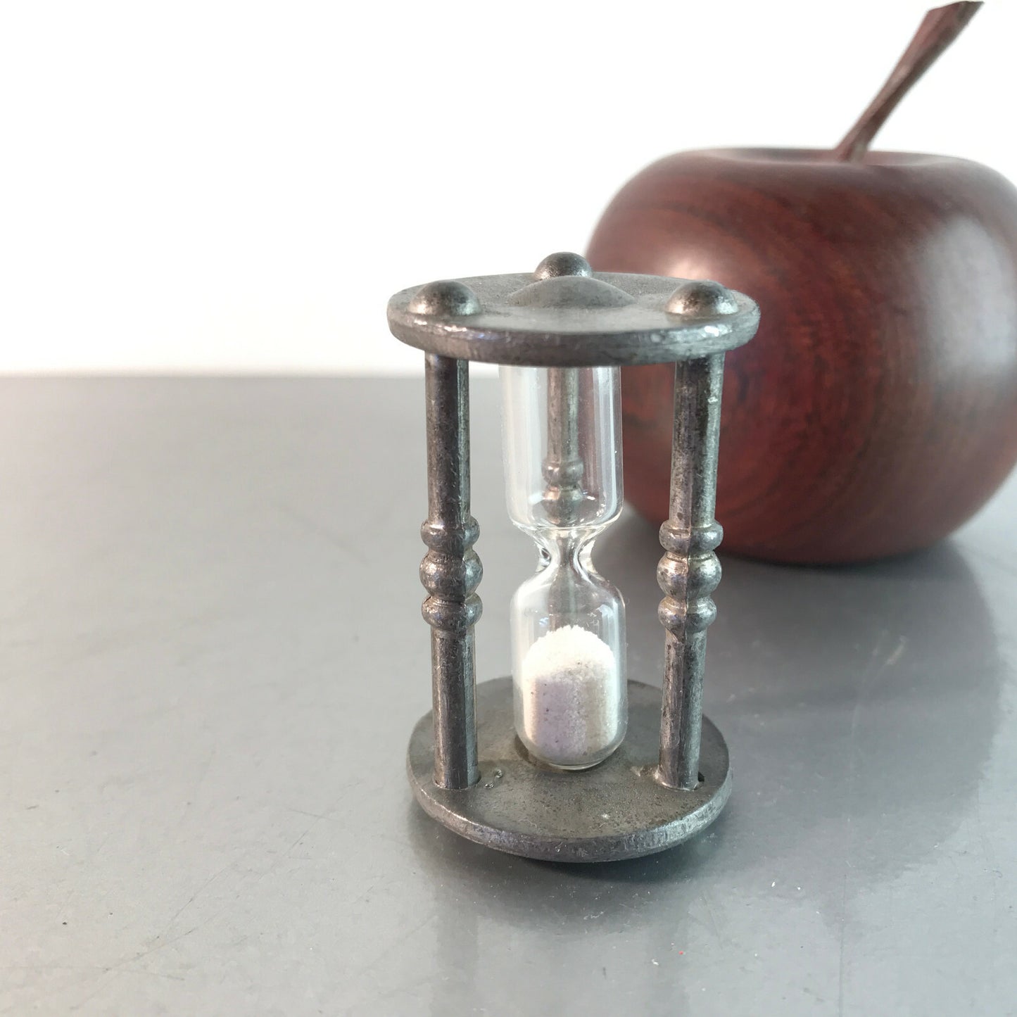 Sanduhr Eieruhr 70er 60er 5 cm ca 4 Sekunden mini Zinn
