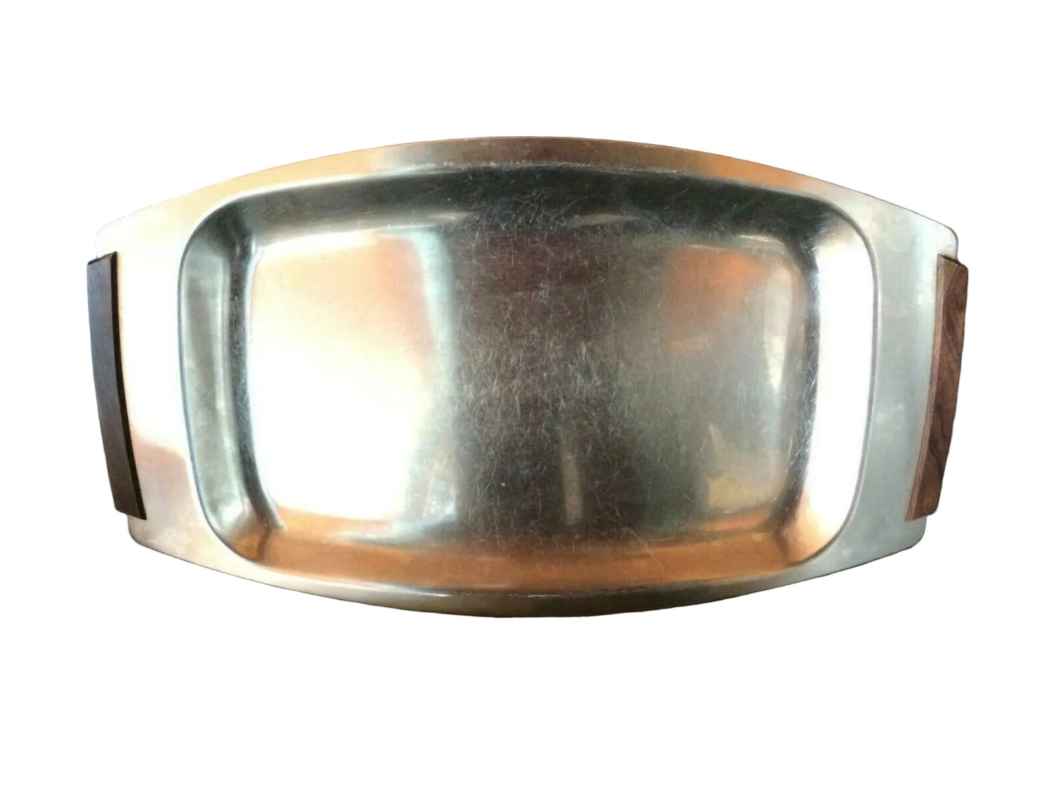 SPRING Swiss Schale Anrichte Platte Servierplatte Holz Edelstahl 47,5 cm