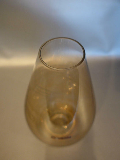 MARIAN WEISS Glas Vase 50er 60er GLASVASE beschliffen gelb braun H 16,3 cm