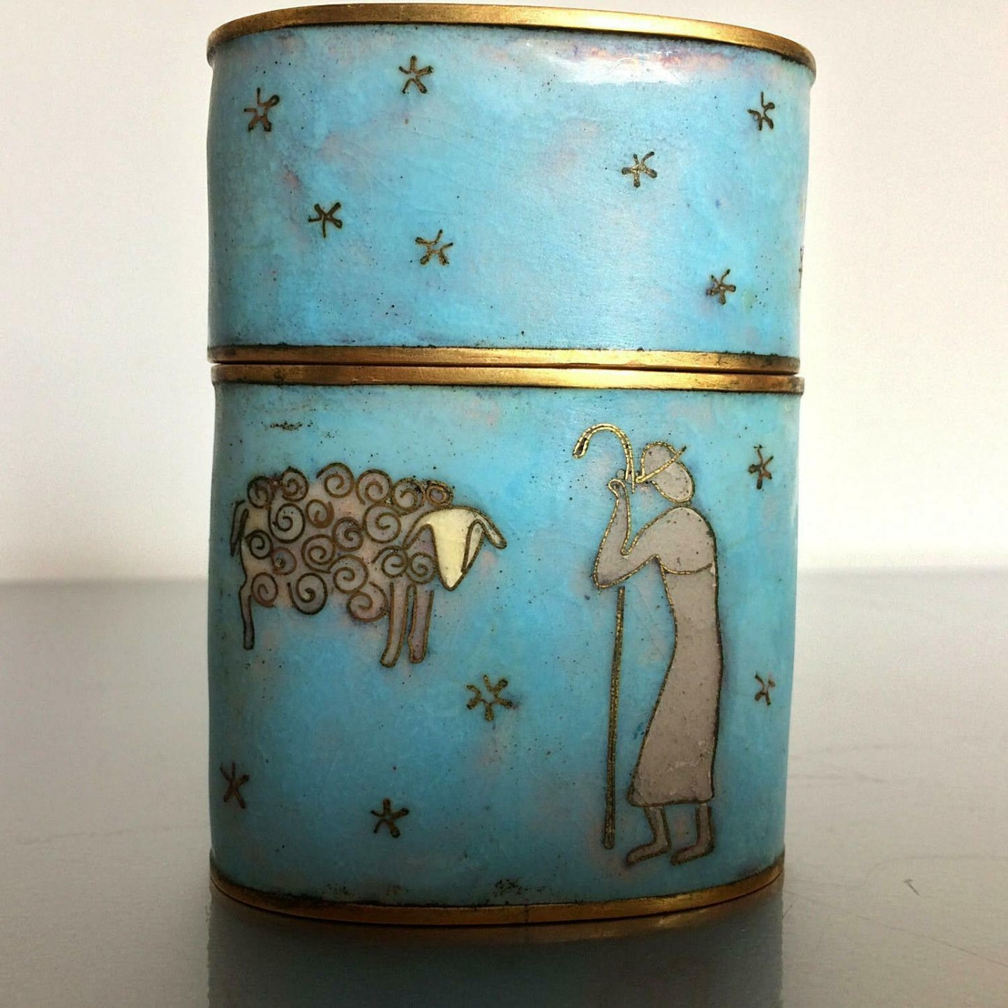 Käthe RUCKENBROD Deckeldose  Cloisonne Email  Dose Emaille 50er 60er