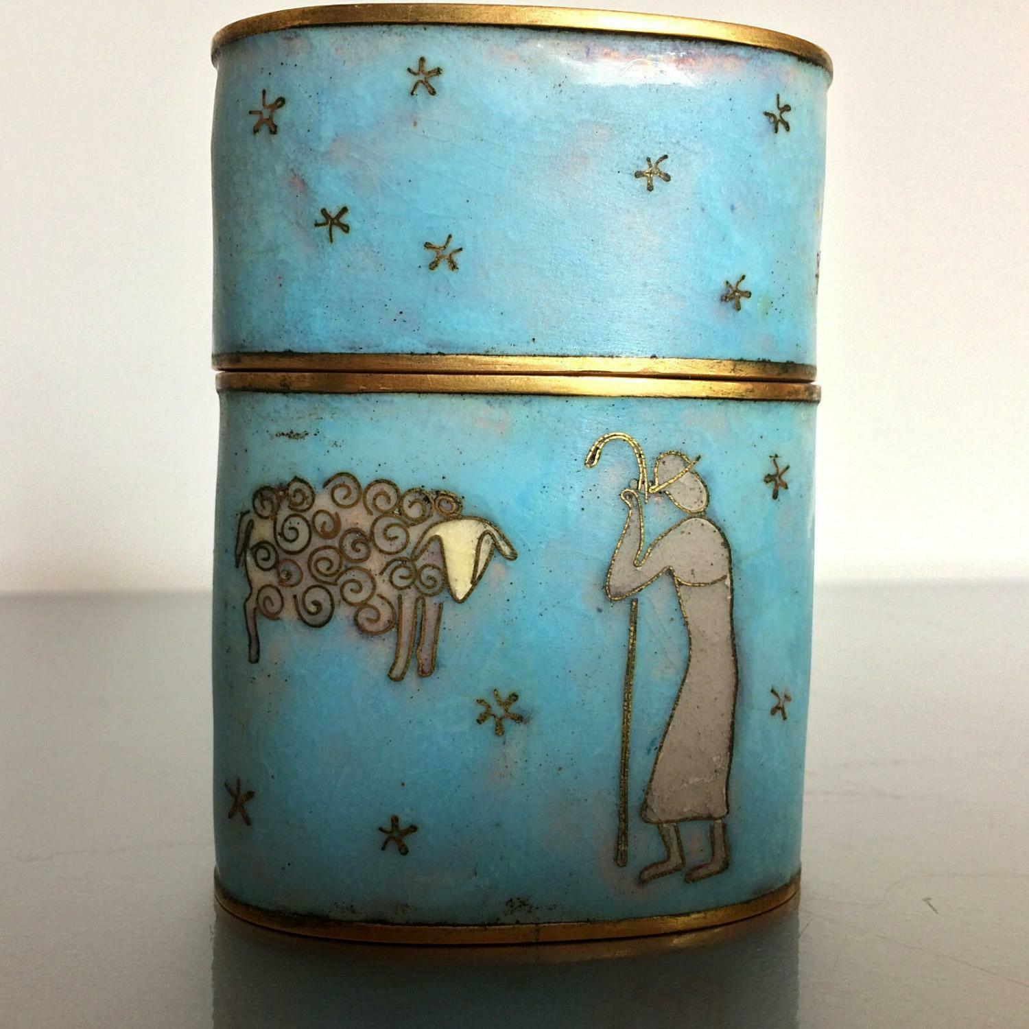 Käthe RUCKENBROD Deckeldose  Cloisonne Email  Dose Emaille 50er 60er