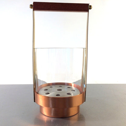 Kupfer Holz Messing Glas Eiswürfeleimer Eiseimer 50er 60er 20,5 cm Vintage