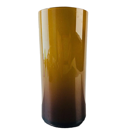Vintage Vase braun 15 cm 50er 60er MID CENTURY Überfang weiß Glas