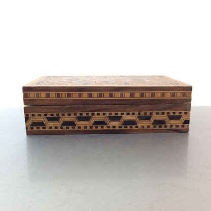 MID CENTURY Holz Dose 50er 60er Intarsien Deckeldose 5,2 x 10,4 x 18,2cm