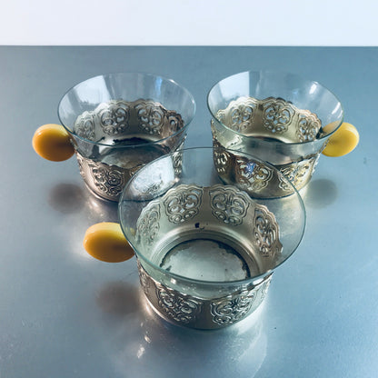 Art Déco Teetassen 30er 40er VINTAGE versilbert Tassen Halter Bakelit