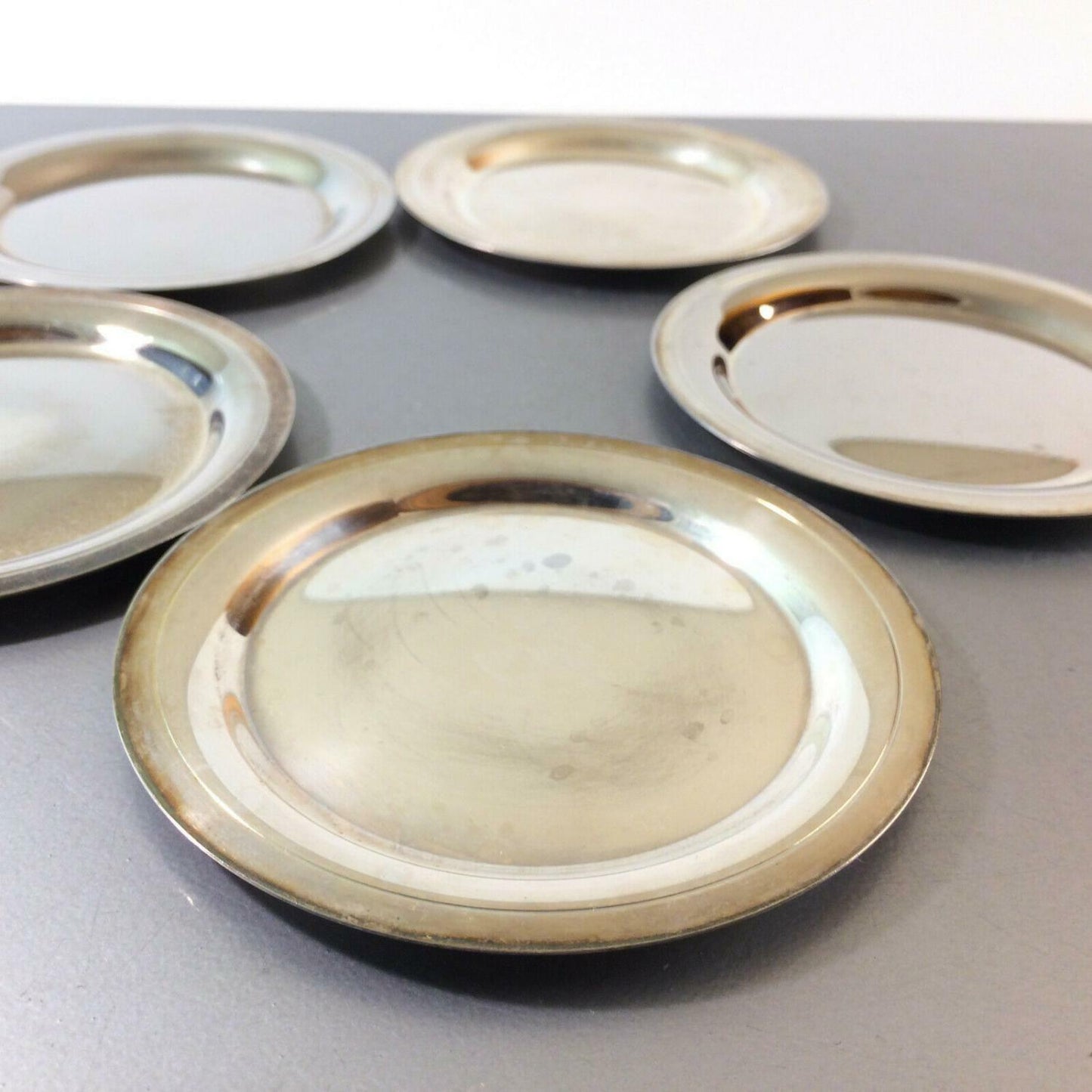 Untersetzer Glasuntersetzer versilbert 10,6 cm 5er Set für Gläser Tassen Hausbar