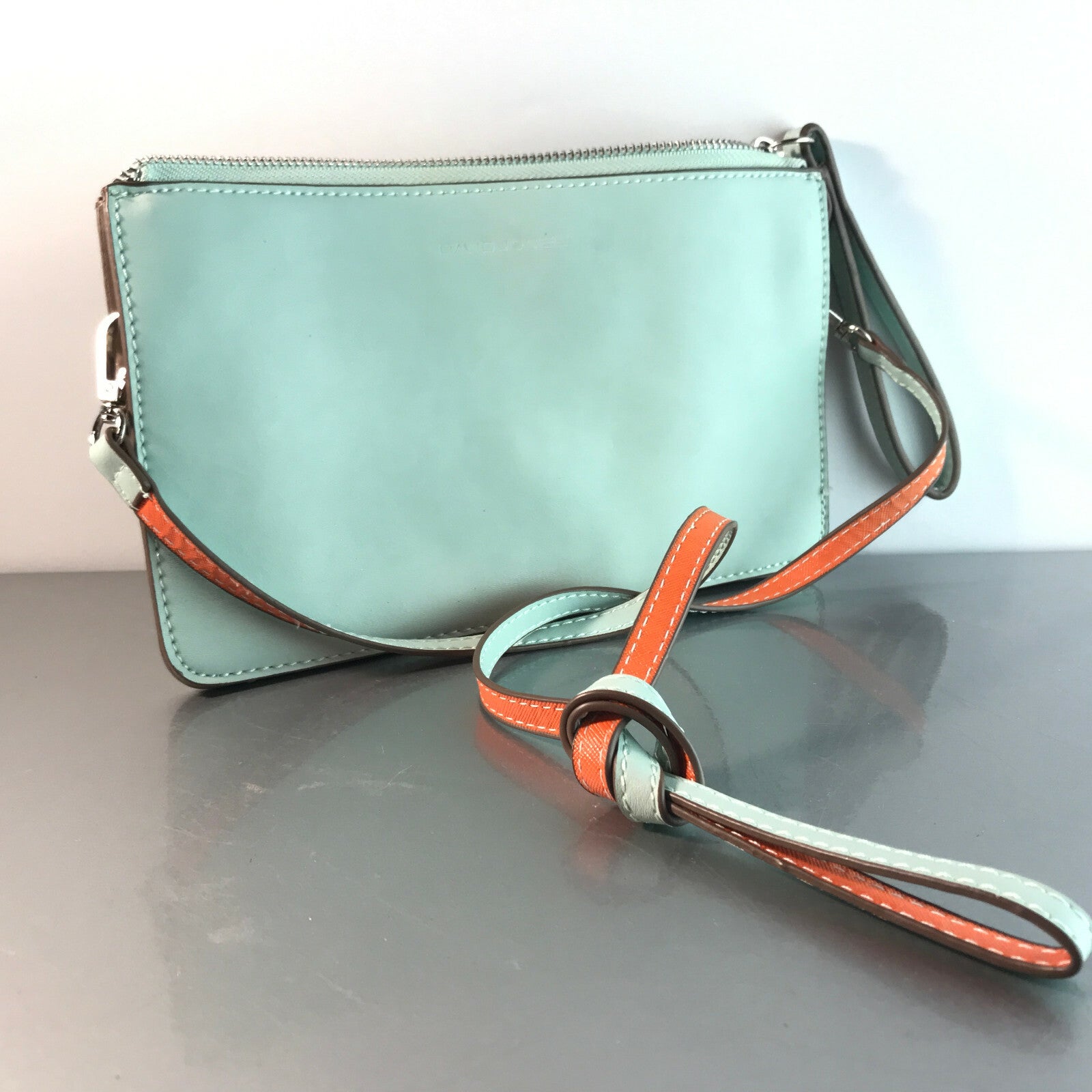 David Jones Handtasche pastell blau orange Damentasche Täschchen
