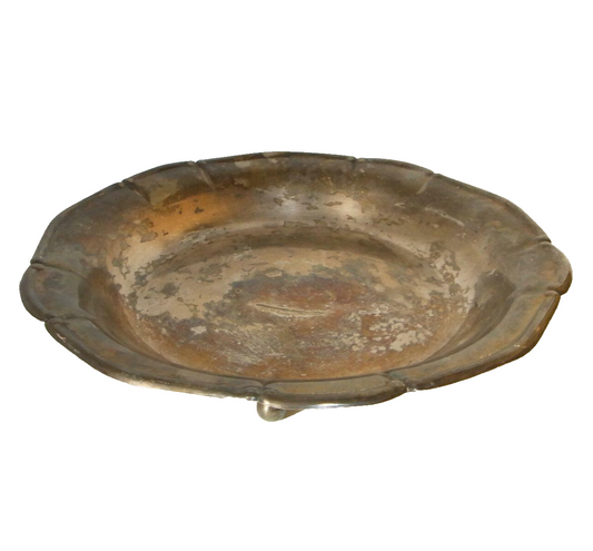 Versilbert Schale Schüssel Kugelfüßen angelaufen alte Patina D 24 cm