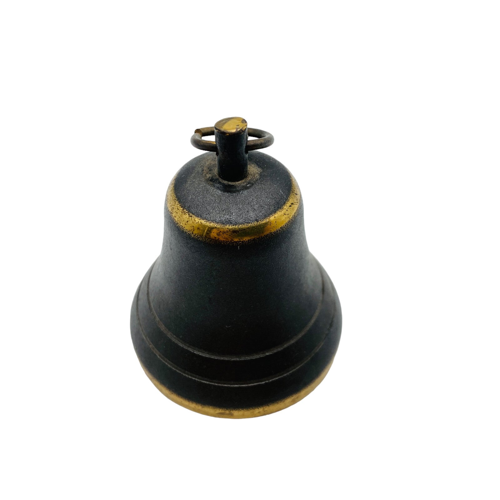 Klingel 60er 70er D 5,5 cm Messing Rezeption Glocke Tischglocke schwarz gold