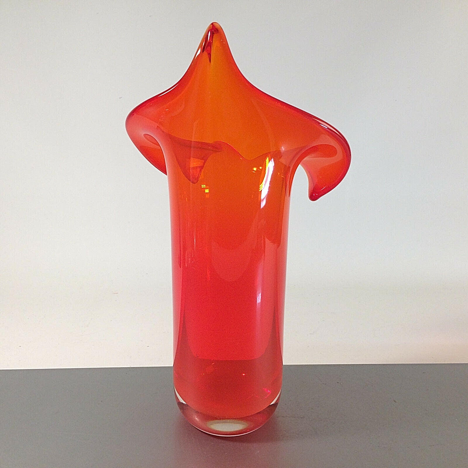 MID CENTURY Vase orange Überfang 27 cm 50er 60er Glas Glasvase Vintage