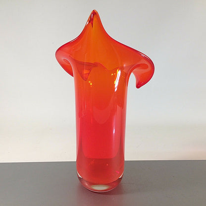 MID CENTURY Vase orange Überfang 27 cm 50er 60er Glas Glasvase Vintage
