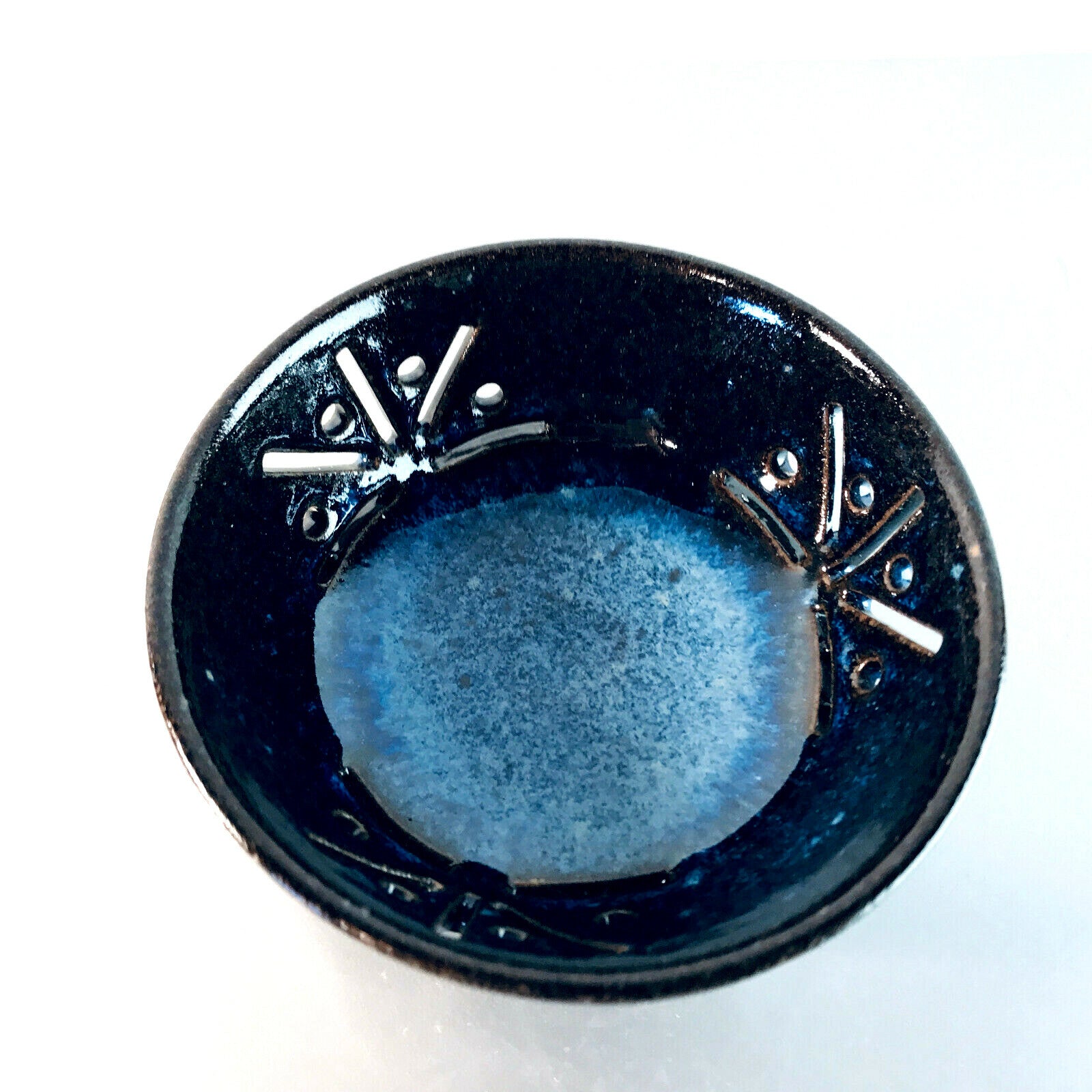 Schälchen Vintage Keramik blau Schalen Konfekt MID CENTURY mit Durchbruch