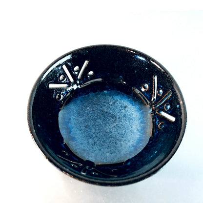 Schälchen Vintage Keramik blau Schalen Konfekt MID CENTURY mit Durchbruch