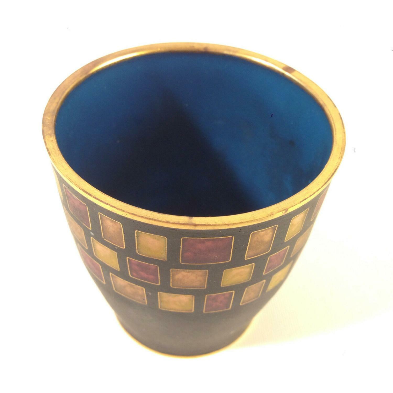 Käthe RUCKENBROD Becher Gefäß Cloisonne Email  Dose Emaille 50er 60er 