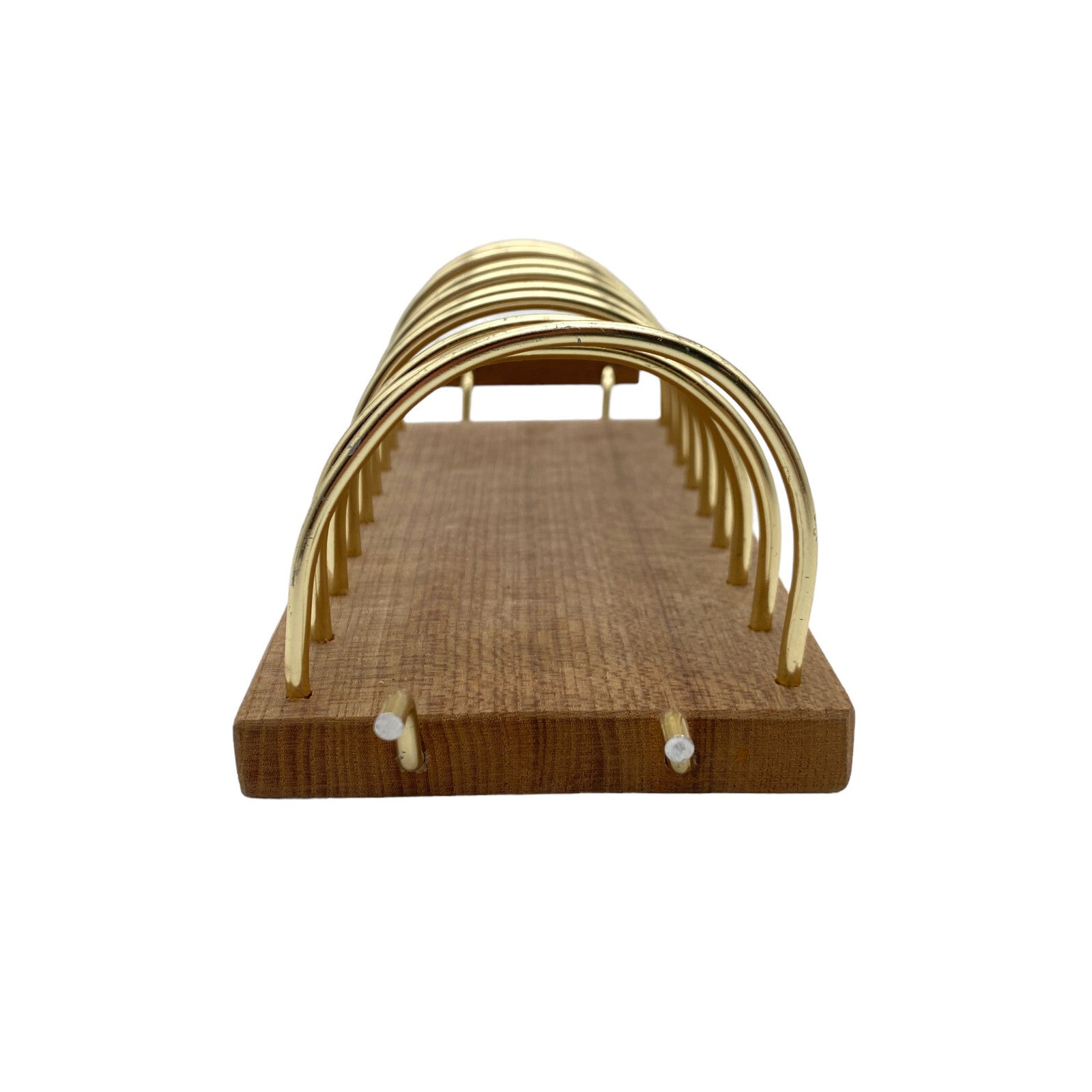 Toasthalter Briefhalter Teak VINTAGE 60er Holz  21 cm ALU gold Dekoration Büro