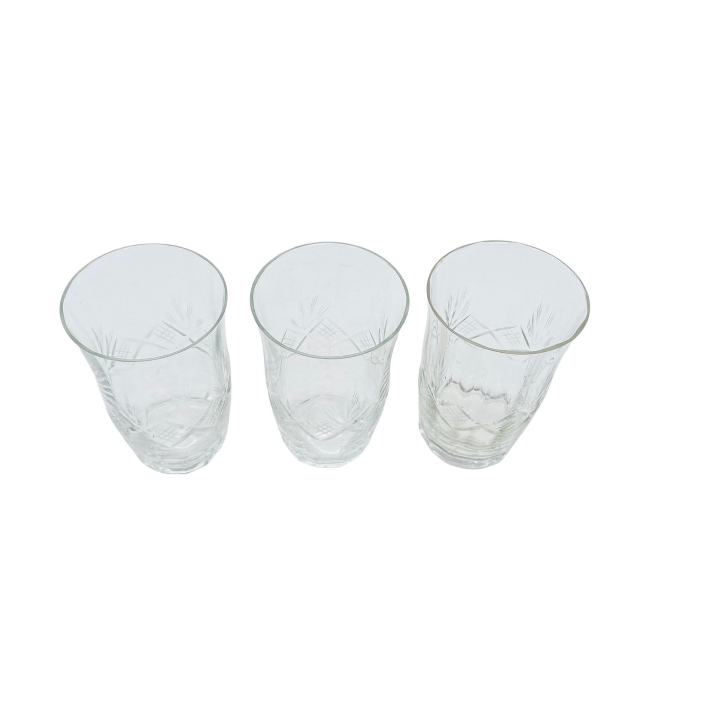 Wassergläser 910,3cm - 3 er Set - beschliffen Schliff Rauten 70er 60er Gläser