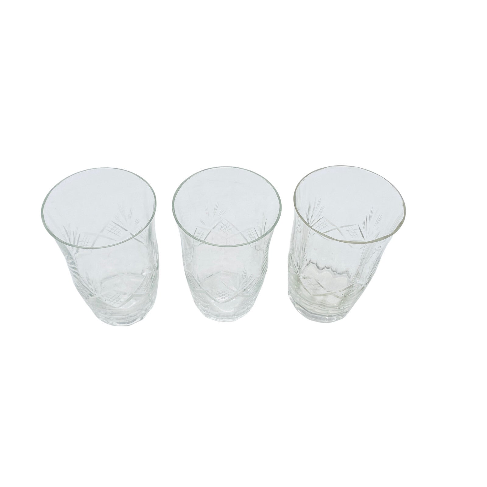 Wassergläser 910,3cm - 3 er Set - beschliffen Schliff Rauten 70er 60er Gläser