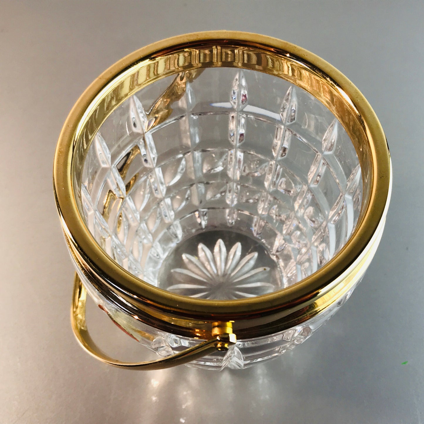 QUIST Eiswürfeleimer Glas 50er 60er 70er 11,5 cm Gold farben Messing