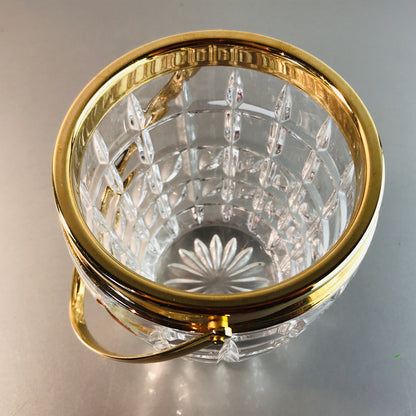 QUIST Eiswürfeleimer Glas 50er 60er 70er 11,5 cm Gold farben Messing