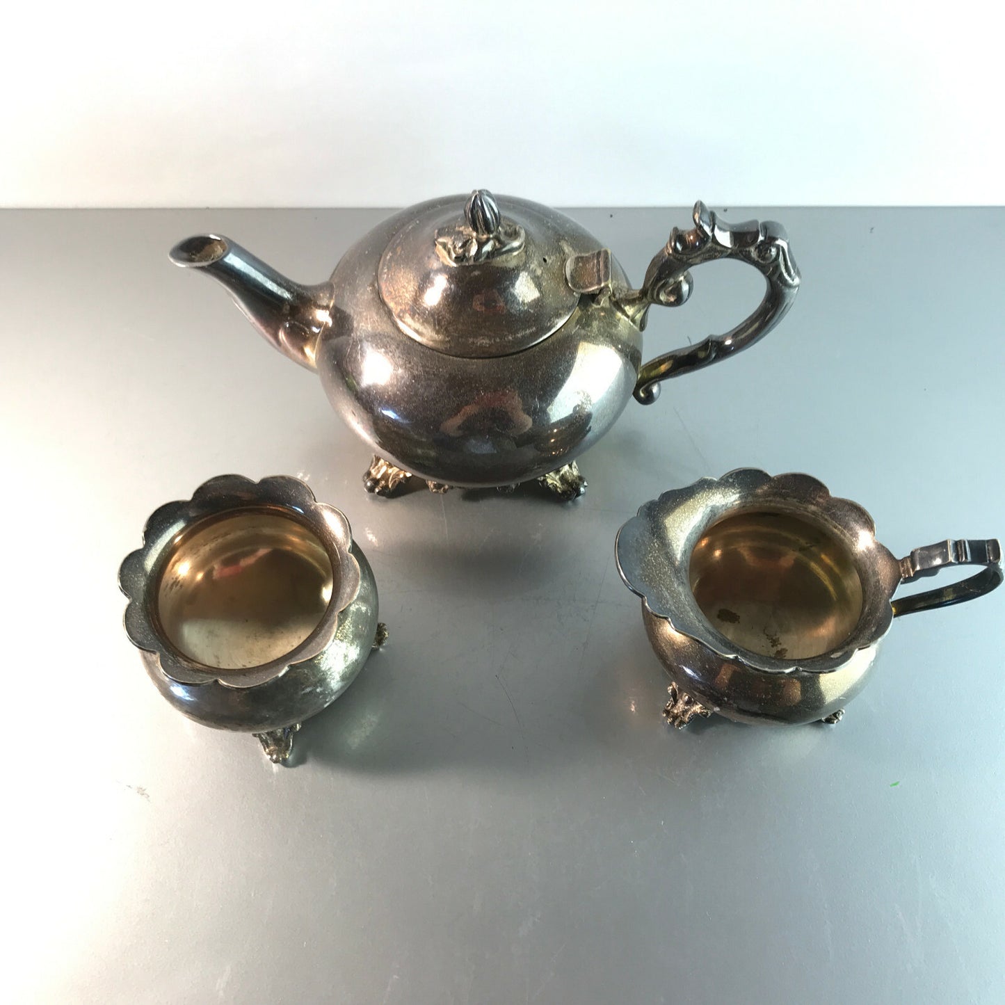 ARTI versilbertes Kaffeekern Set Teekanne Zuckerschale EPNS Vintage 